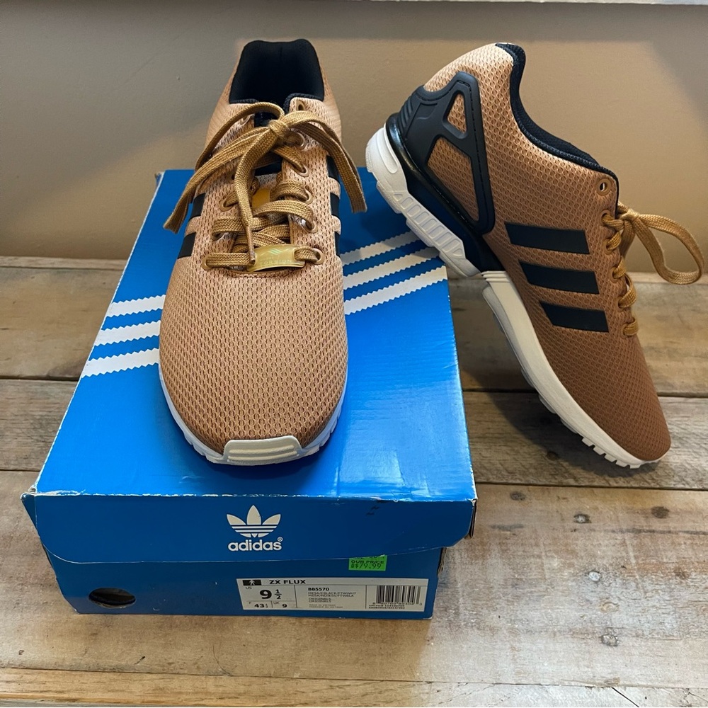 adidas Tan and Black Athletic Shoes